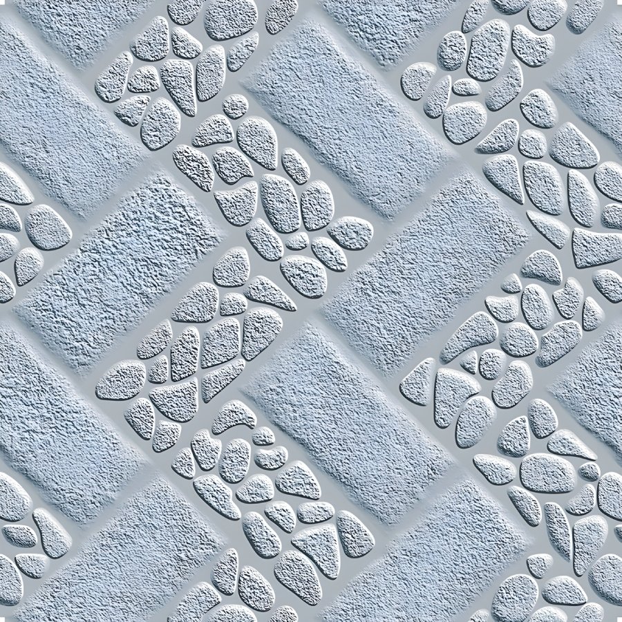 Light Blue Embossed Brick and Pebble Tile