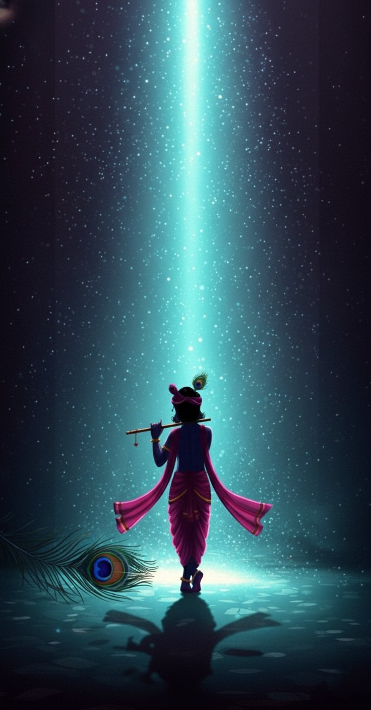 Lord Krishna Flute Glowing Light Mobile Wallpaper