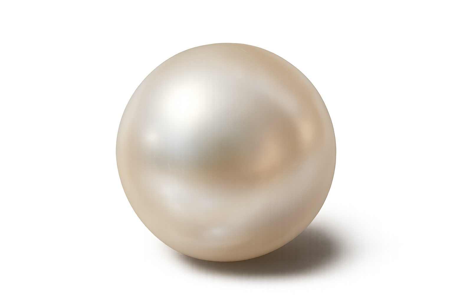 Luminescent Pearl Sphere on Transparent Background, Smooth Round Gemstone with Soft Shadow