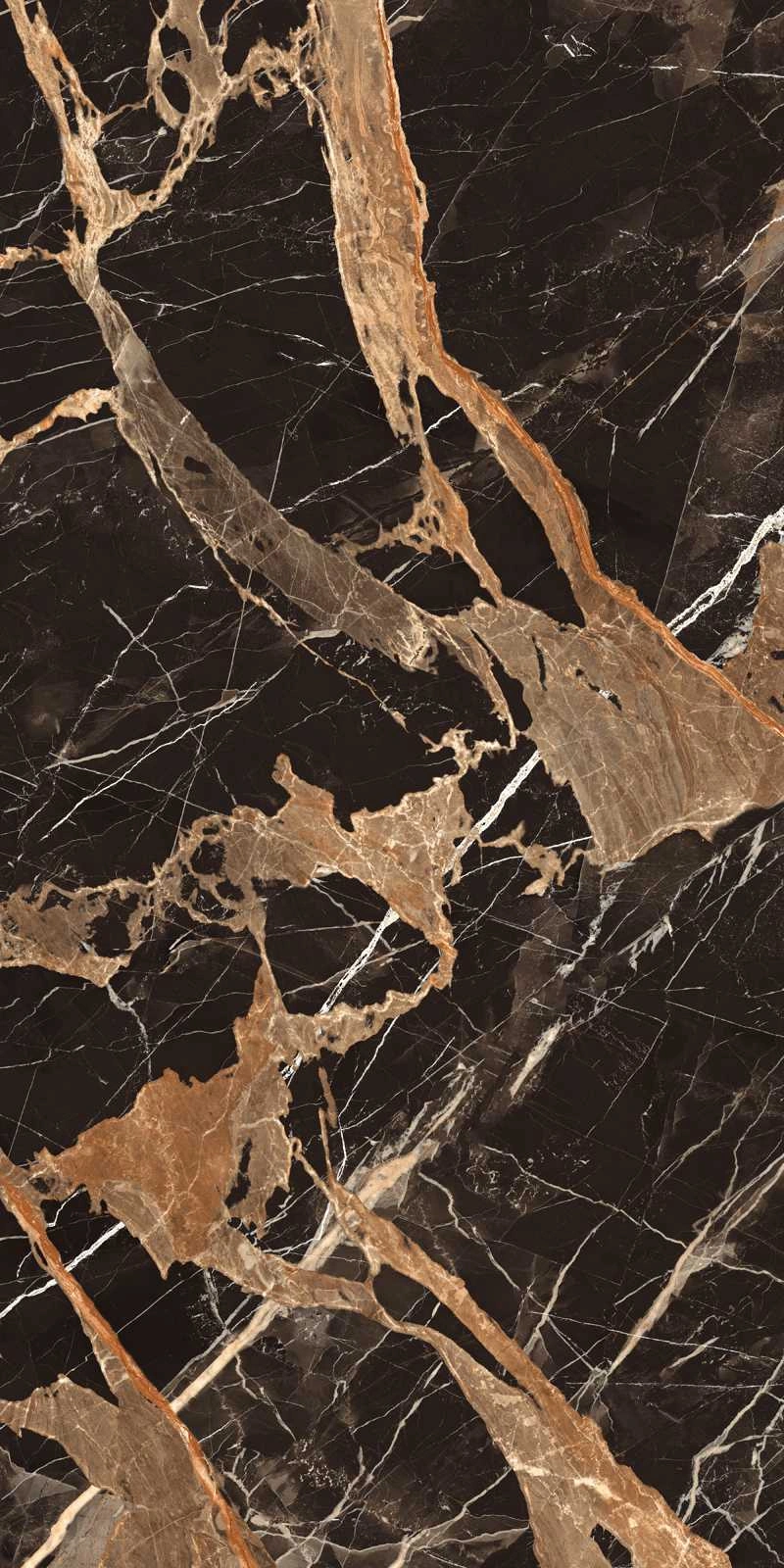 Luxurious Black and Brown Marble Texture with Golden Veins for Design Use