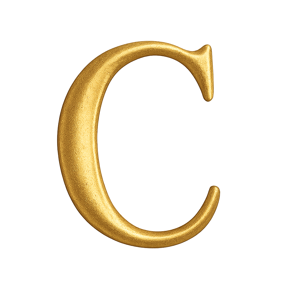 Luxurious Textured Gold 3D Letter C