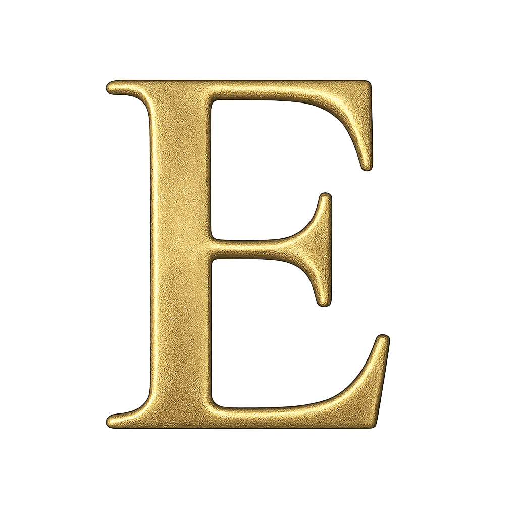 Luxurious Textured Gold 3D Letter E