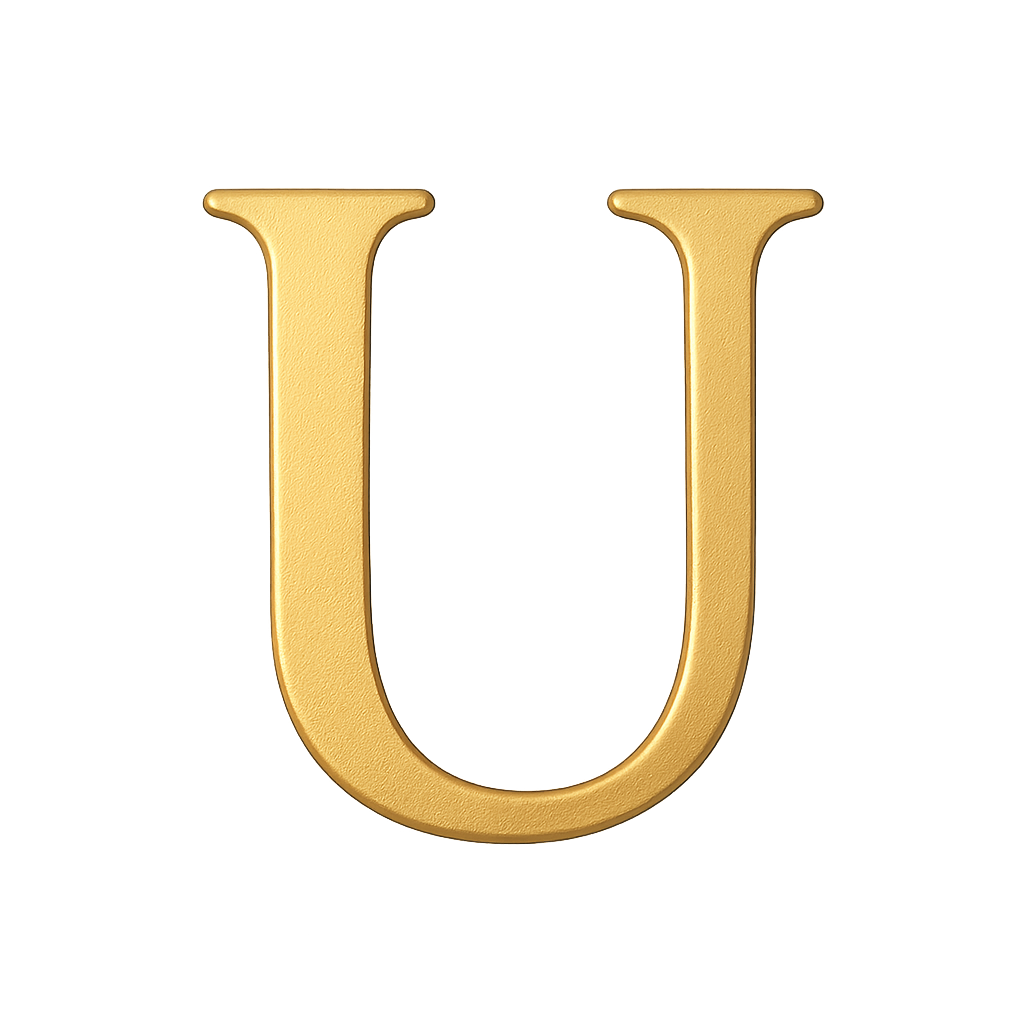 Luxurious Textured Gold 3D Letter U
