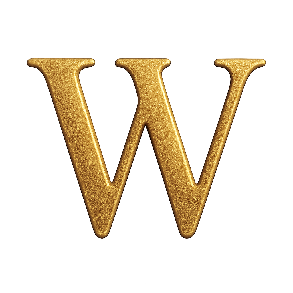 Luxurious Textured Gold 3D Letter W