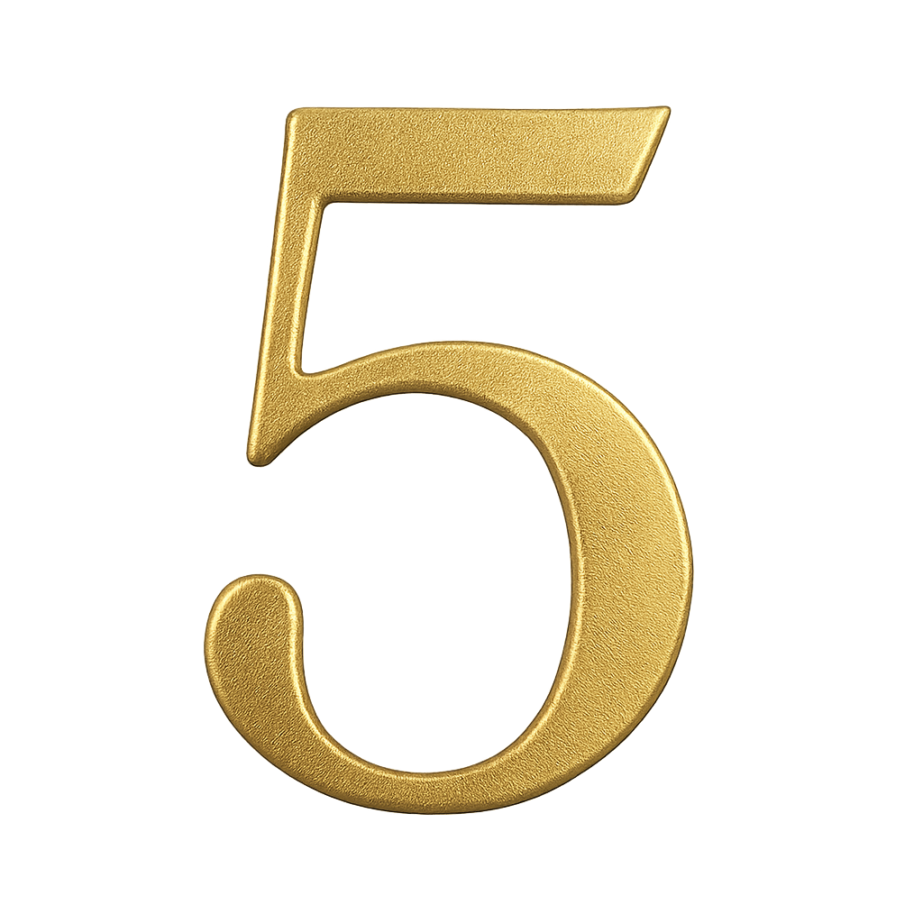 Luxurious Textured Gold 3D Number Five