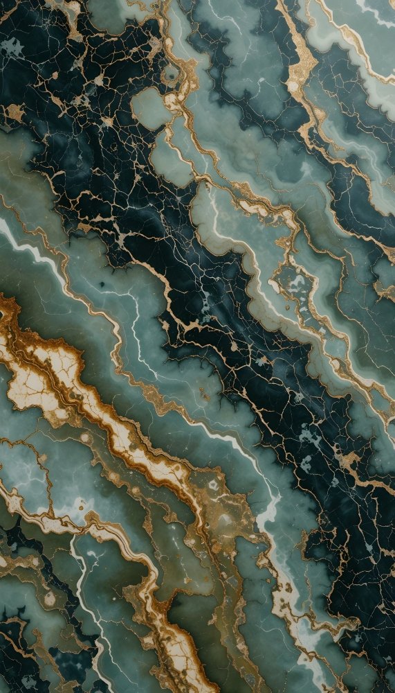 Luxury Teal, Blue, and Gold Marble Waves