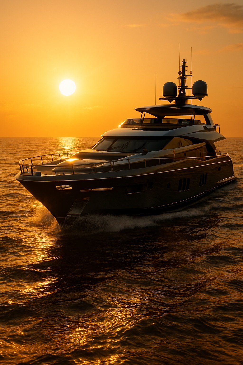 Luxury Yacht Sunset Ocean Mobile Wallpaper