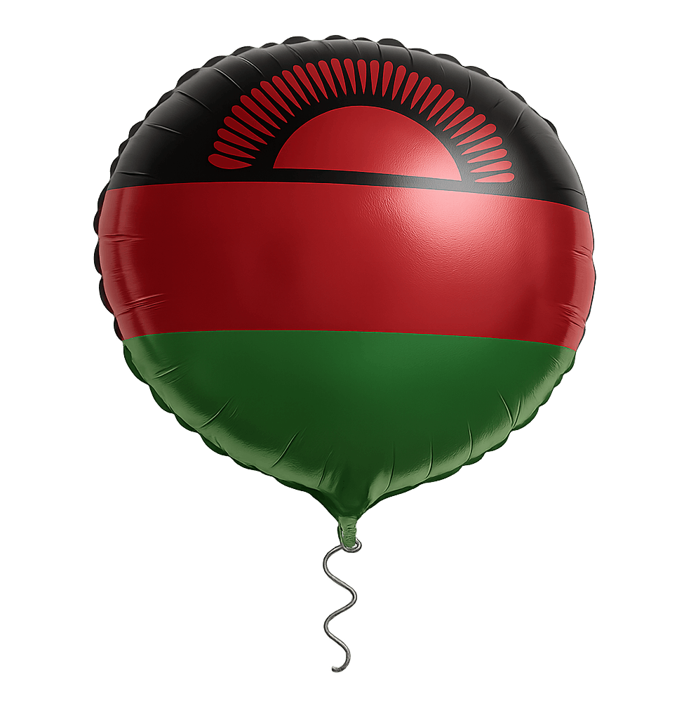 Malawi Flag Foil Balloon, transparent background