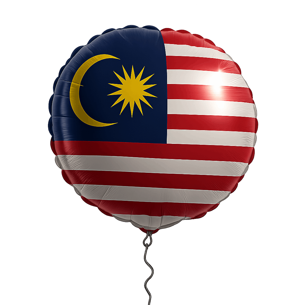Malaysia Flag Foil Balloon, transparent background