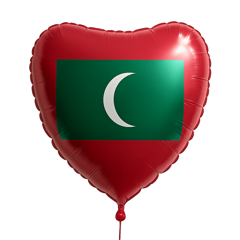 Maldives Flag Heart Balloon, transparent background