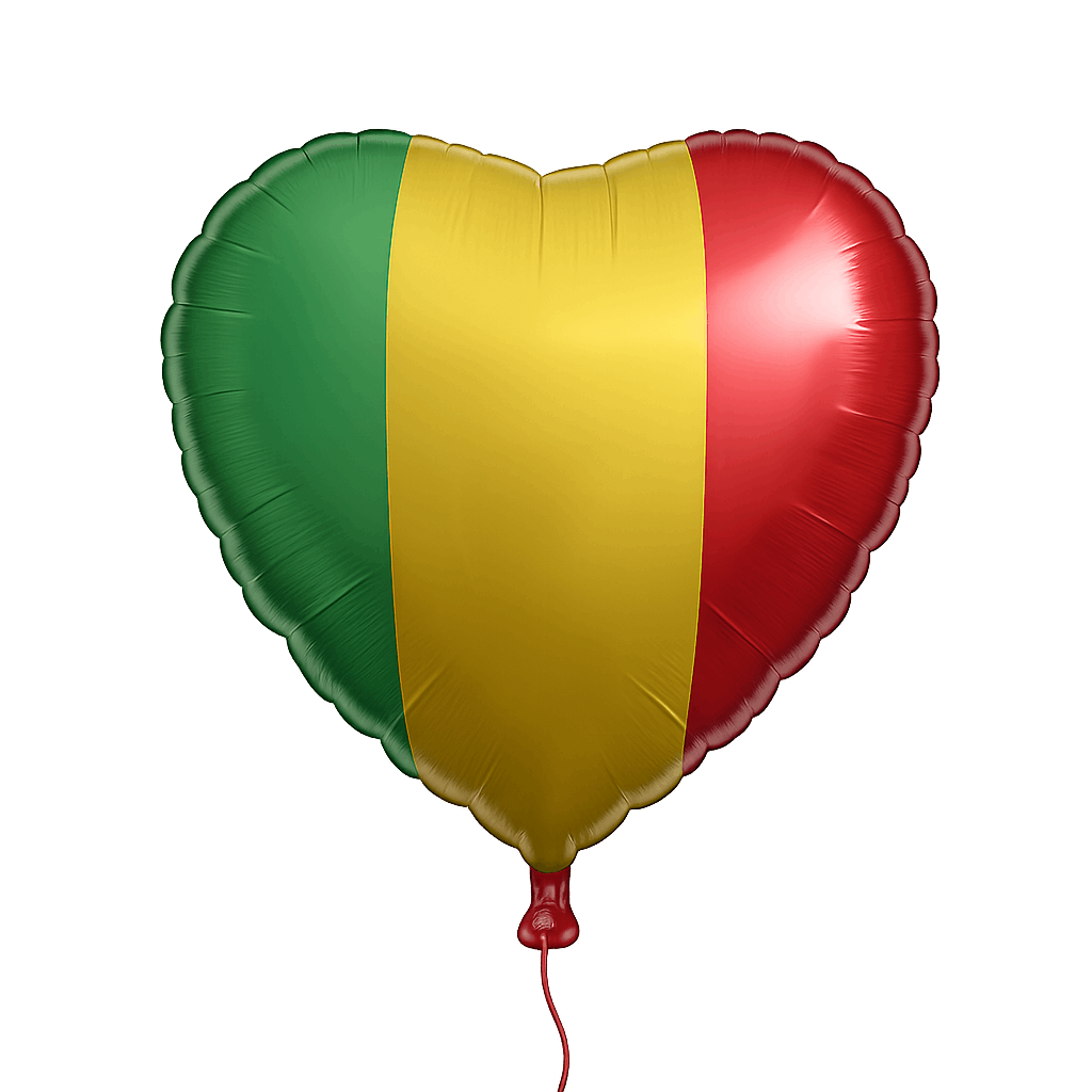 Mali Flag Heart Balloon, transparent background