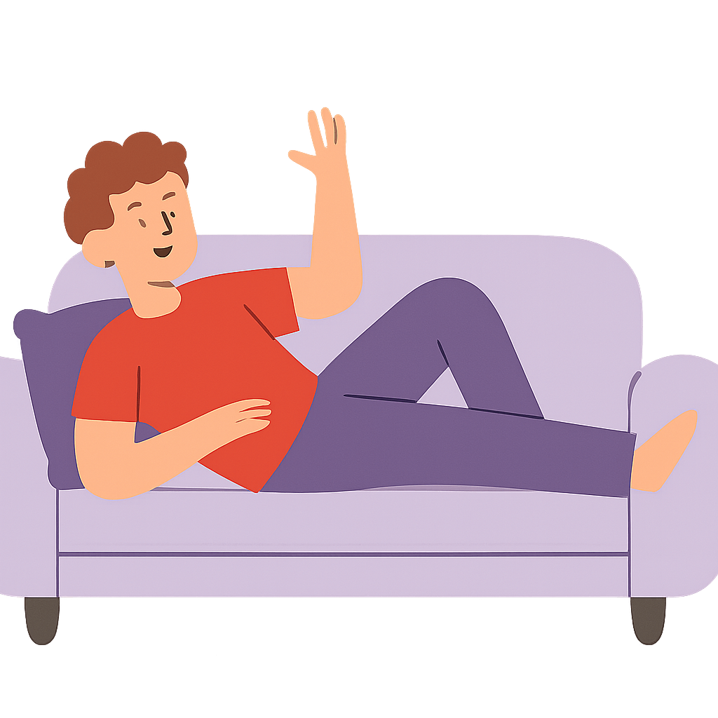 Man Lying Sofa Waving Transparent Background
