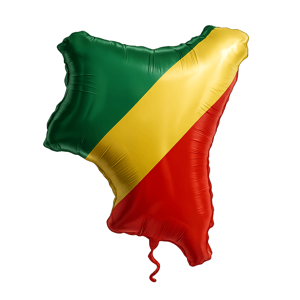 Map Balloon Congo Flag, Transparent Background.