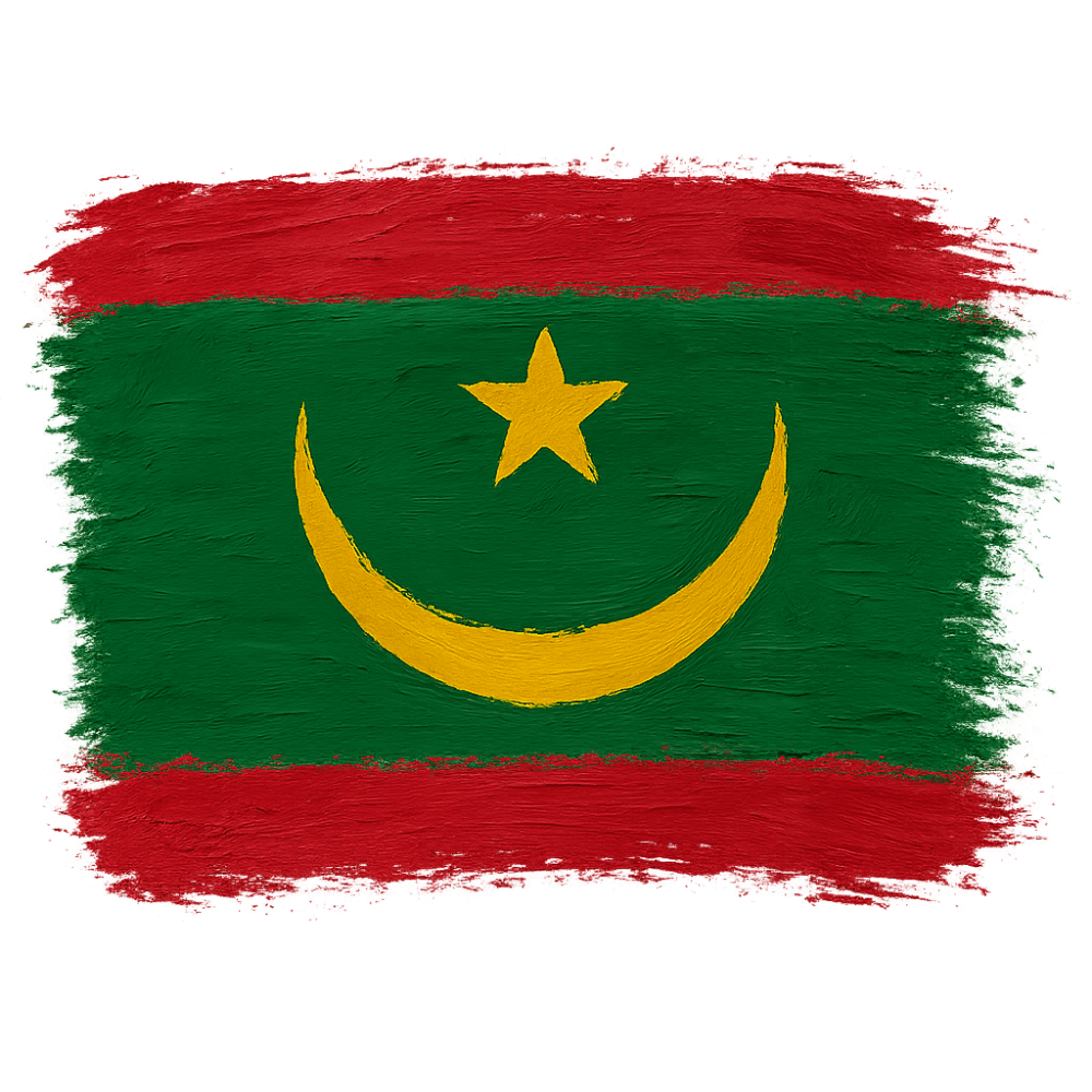 Mauritania Flag Brushstroke Painted Art, Transparent Background