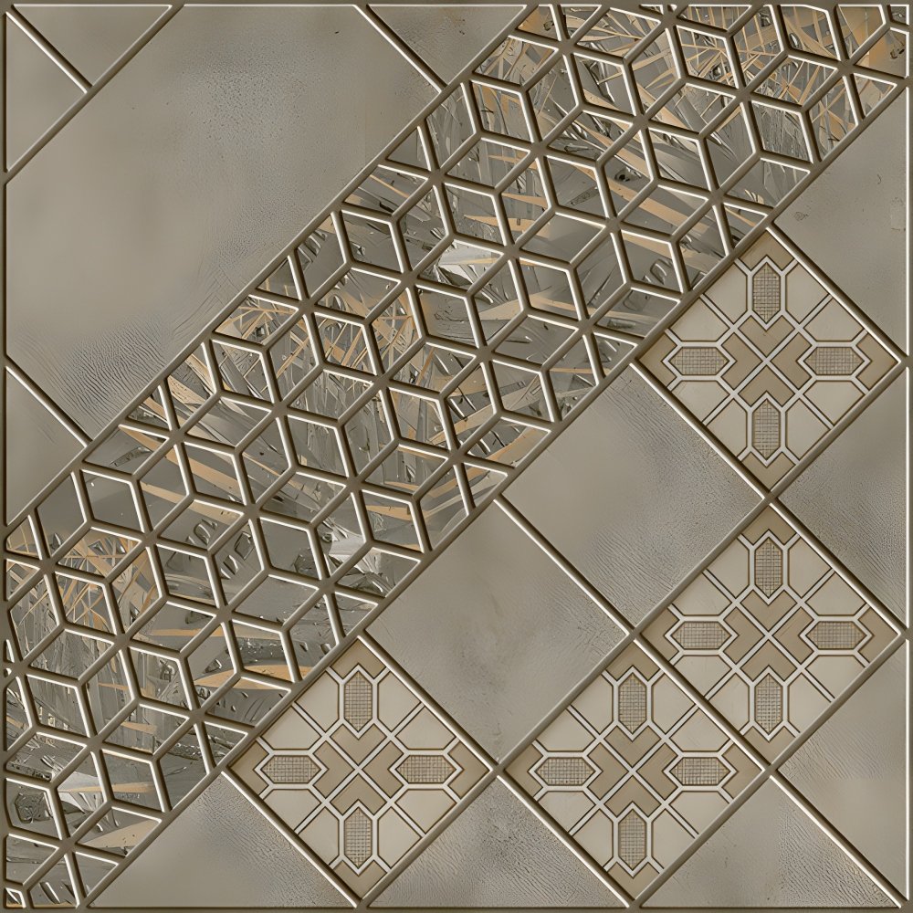 Metallic Taupe 3D Geometric Diagonal Tile