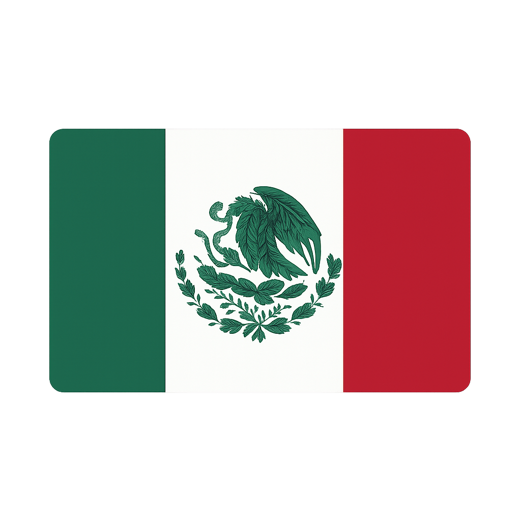 Mexican Flag Rounded Rectangle Sticker, Transparent Background