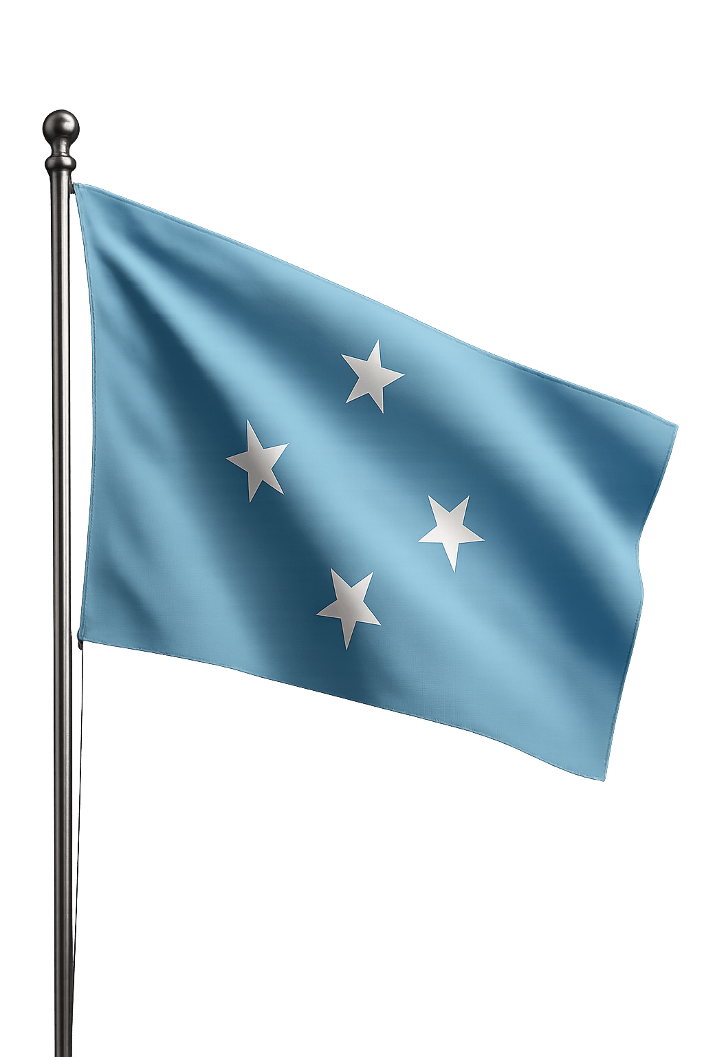 Micronesia National Flag Waving Transparent Background