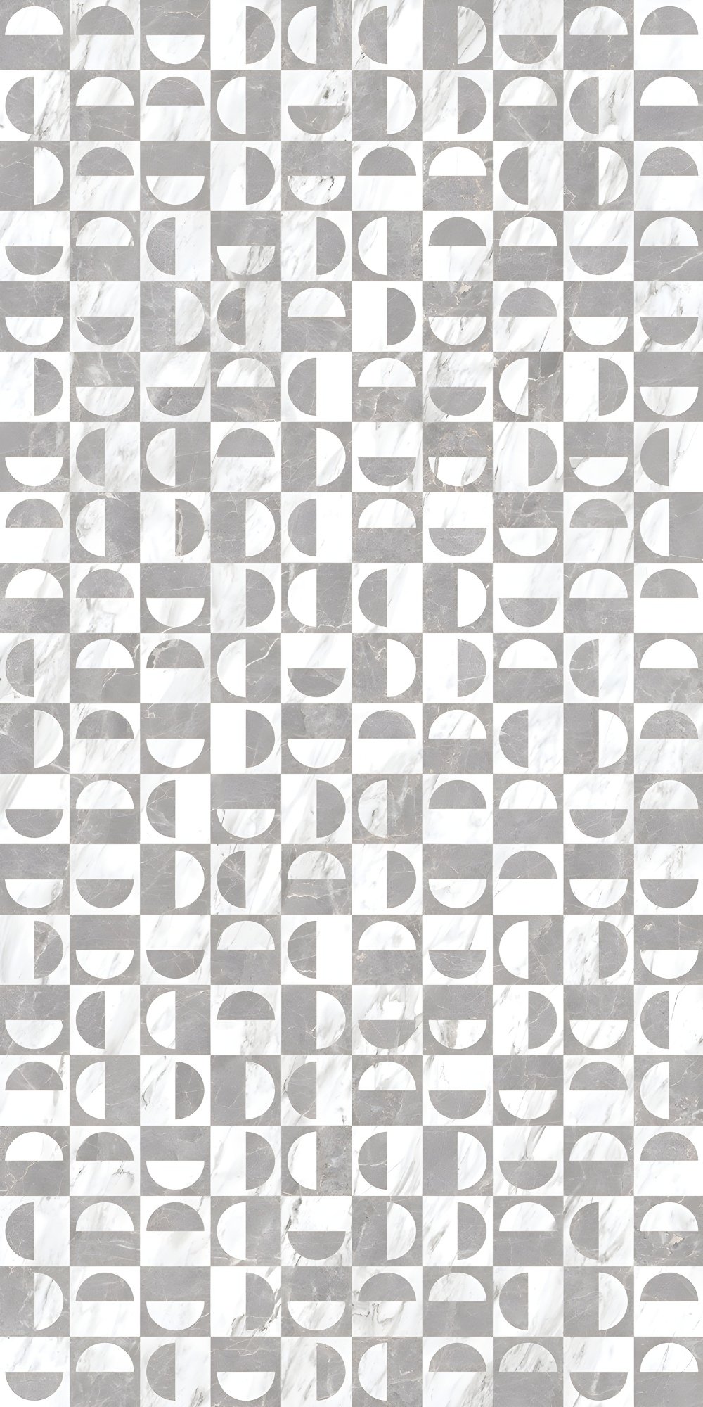 Mid-Century Modern Geometric Marble Tile Pattern