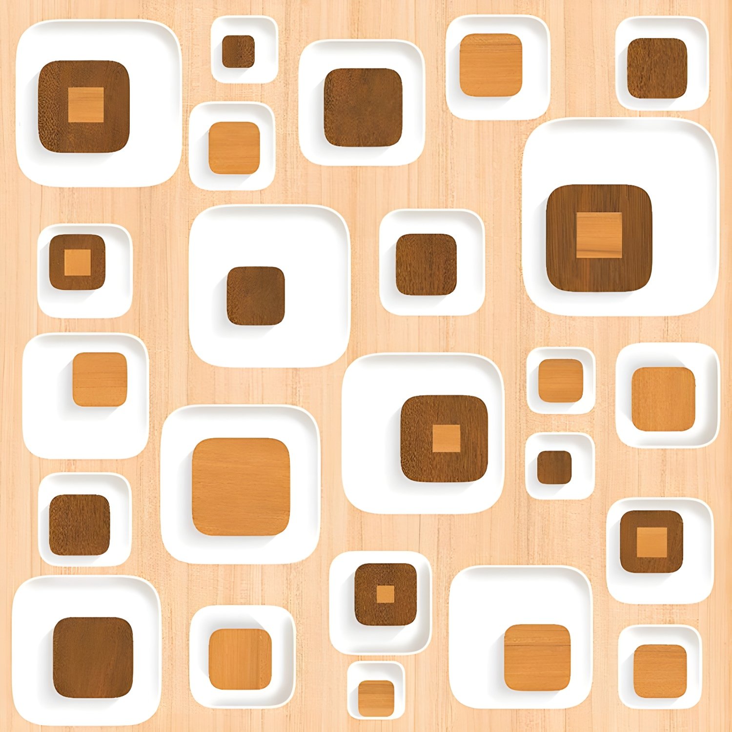 Mid-Century Modern Wood Look Squares