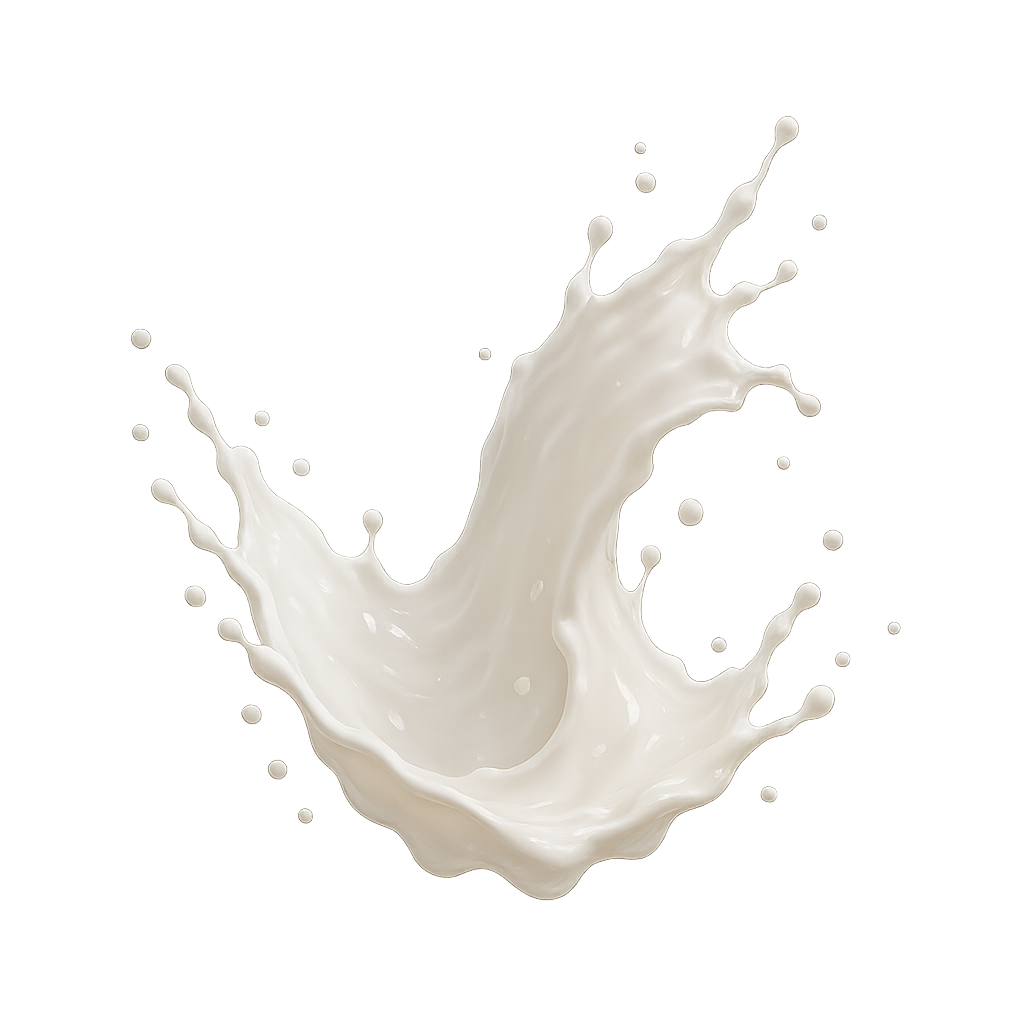 Milk Splash in Mid-Air Against transparent Background for Dairy, Beverage, and Food Photography