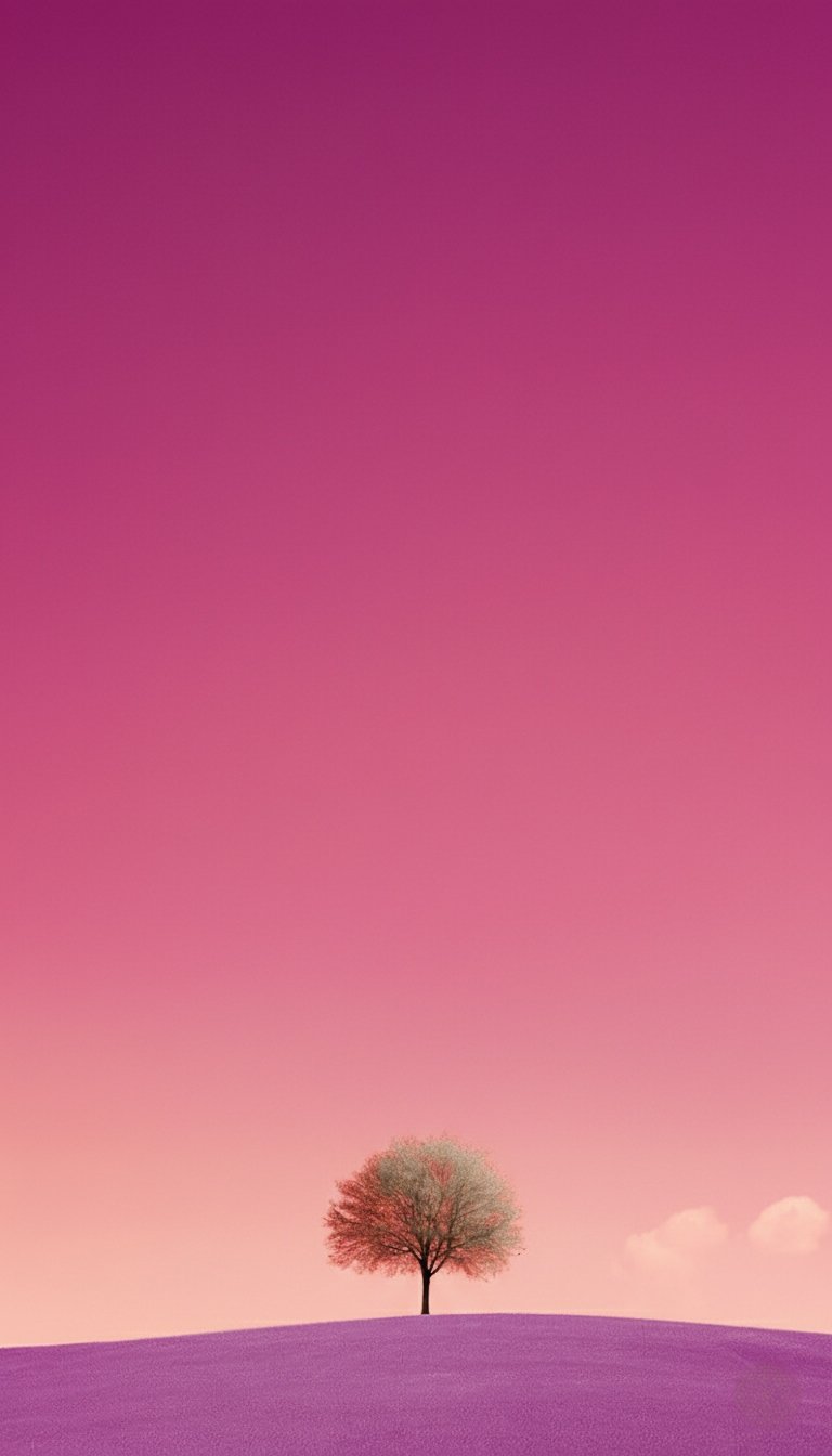 Minimal Lone Tree Pink Sky Mobile Wallpaper