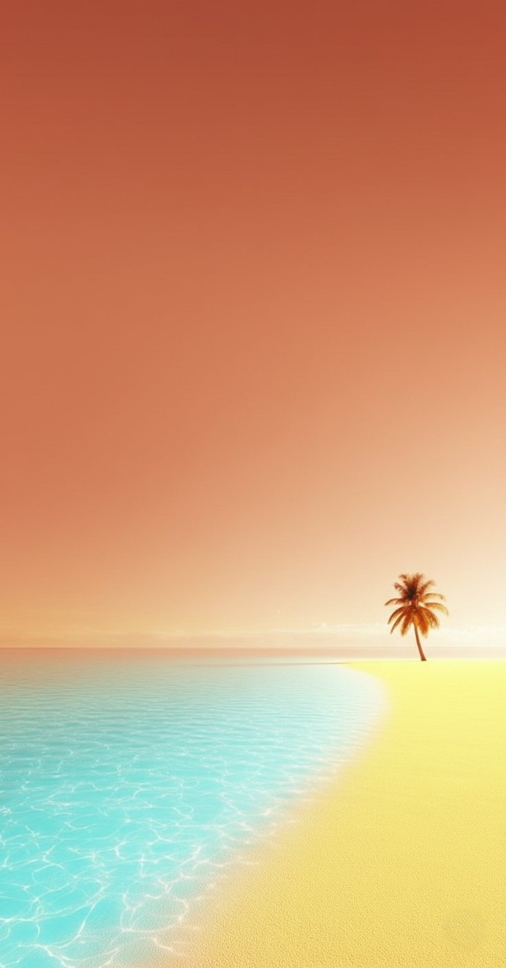 Minimal Tropical Beach Palm Tree Mobile Wallpaper
