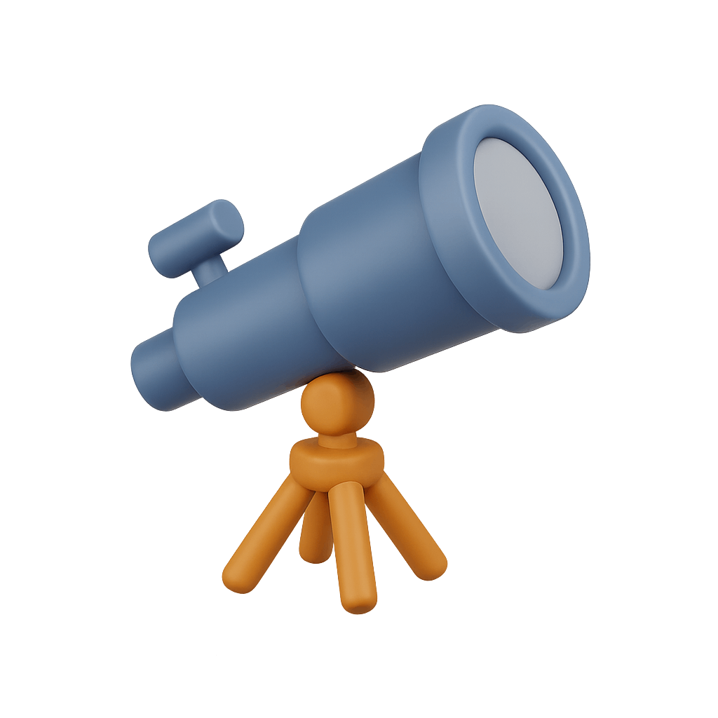 Minimalist 3D Telescope Astronomy Icon