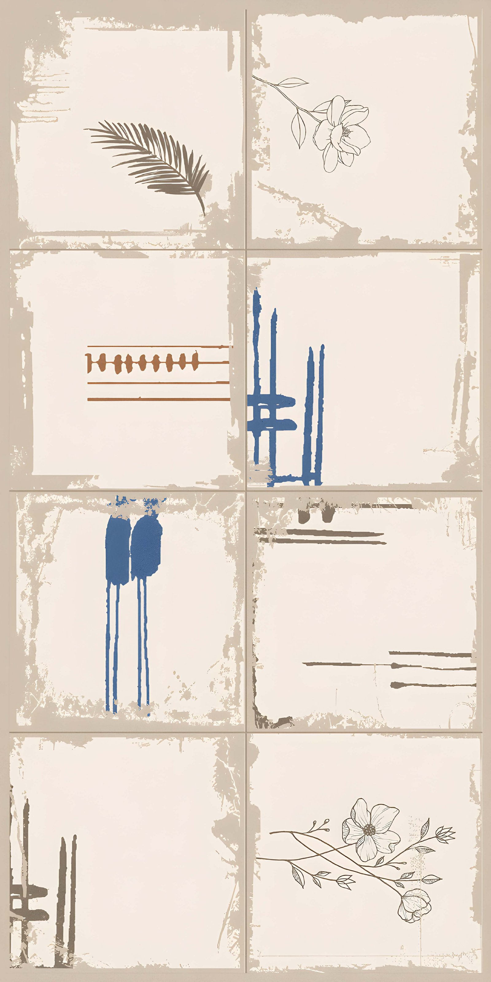 Minimalist Abstract Floral and Botanical Tile Set