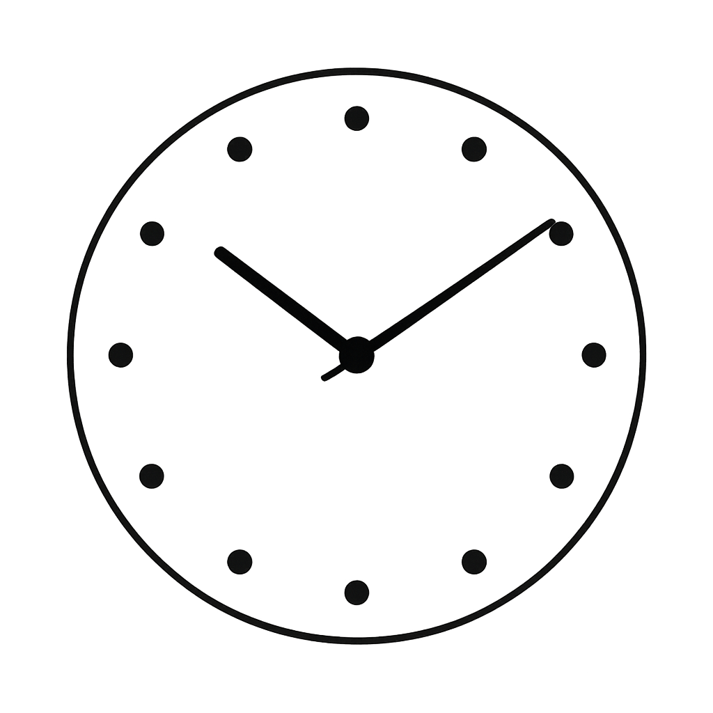 Minimalist Analog Clock Face Icon Transparent Background