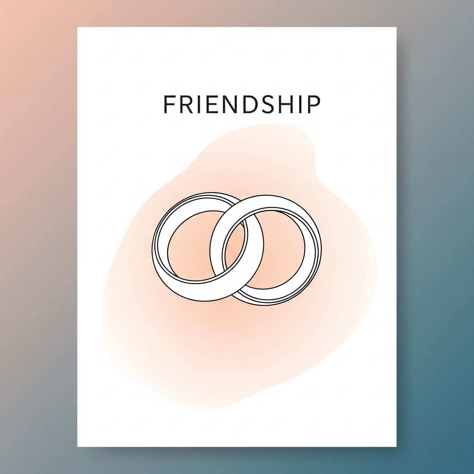 Minimalist Illustration Depicting Friendship with Interlocked Rings and Soft Gradient Background