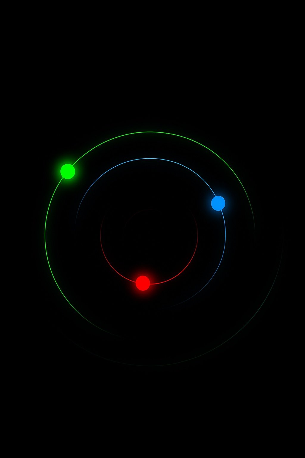 Minimalist RGB Orbit Atom Mobile Wallpaper