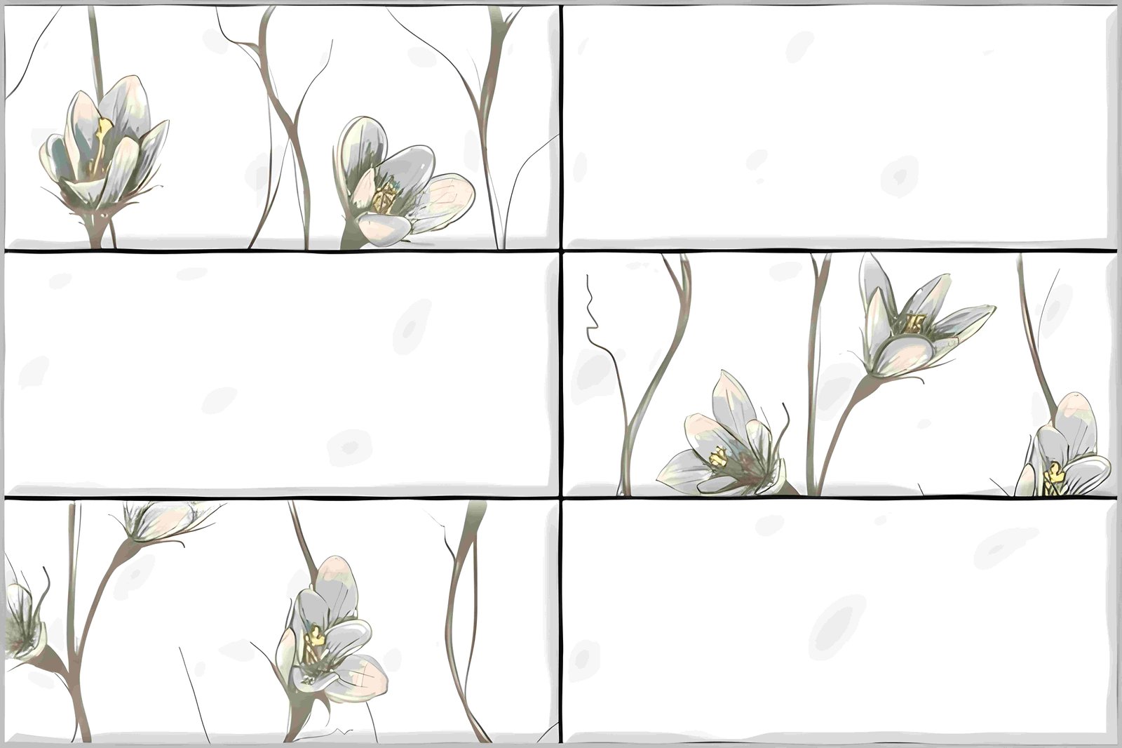 Minimalist White Flower Panel Accent Wall Tile