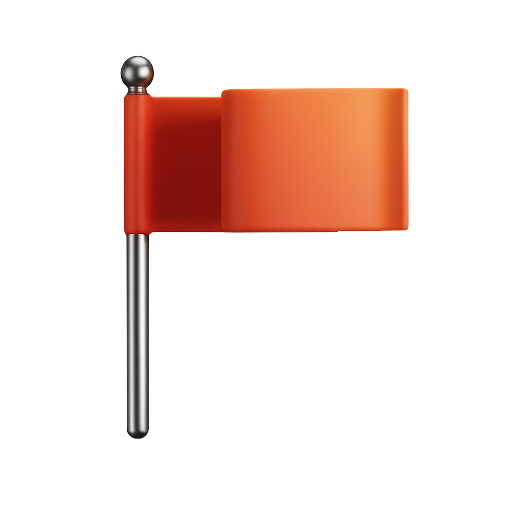 Minimalistic Design of an Orange Marker Flag on a Transparent Background