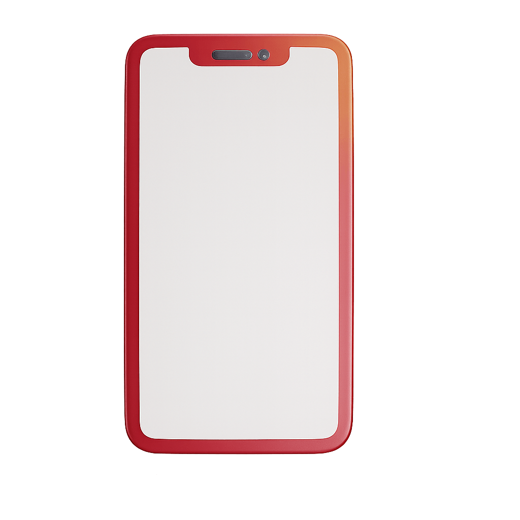 Minimalistic Red Phone Frame on Transparent Background