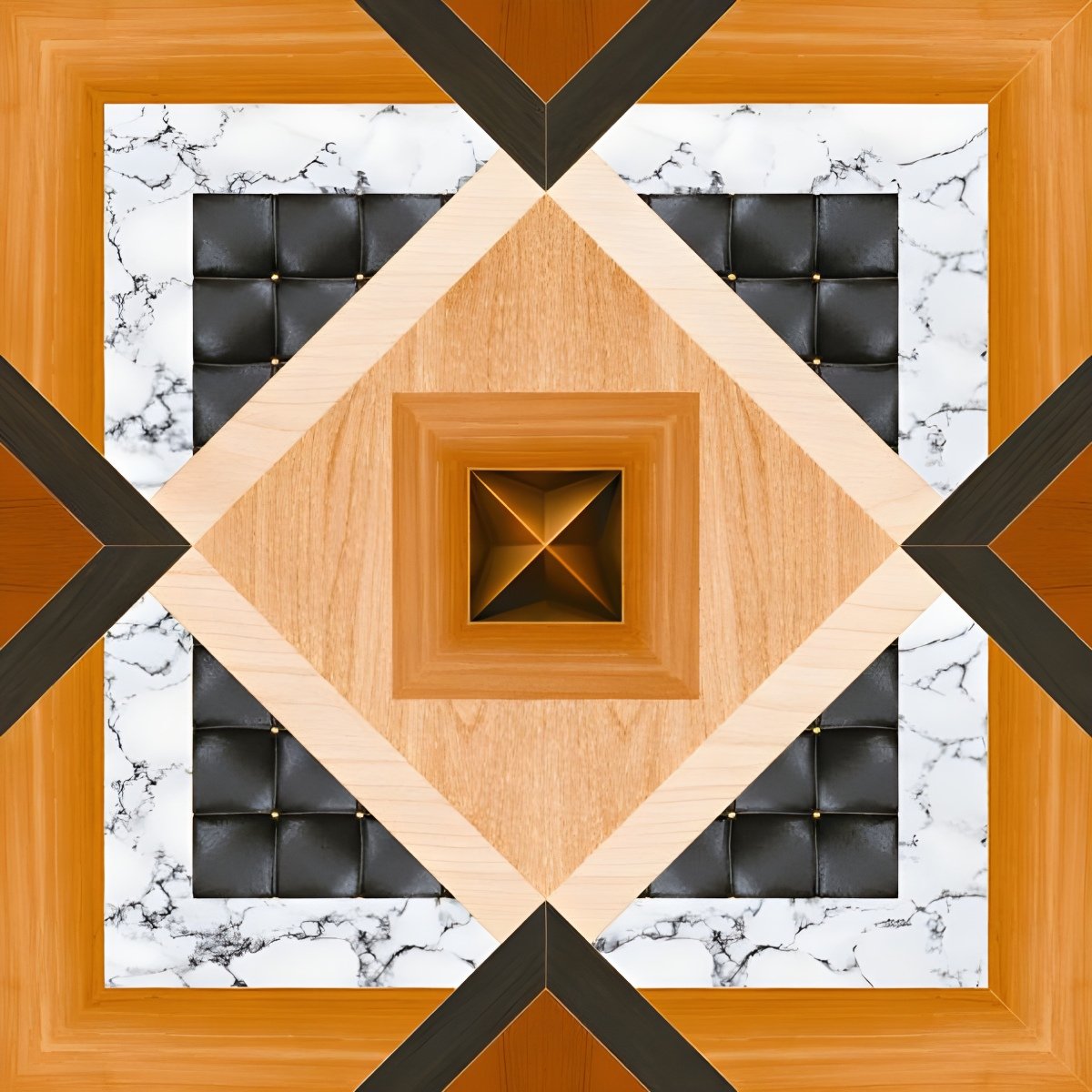 Mixed Material Geometric Square Medallion