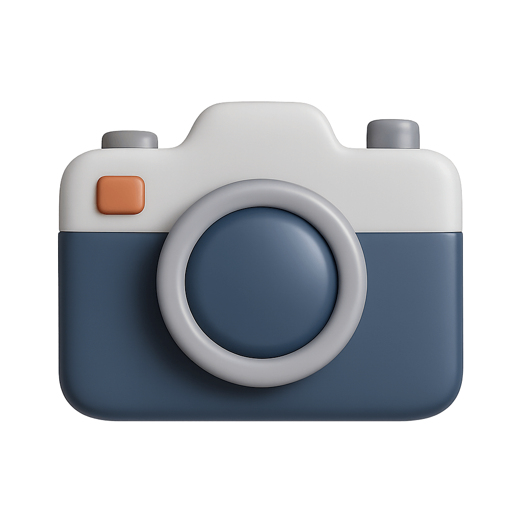 Modern Blue and White 3D Camera Icon