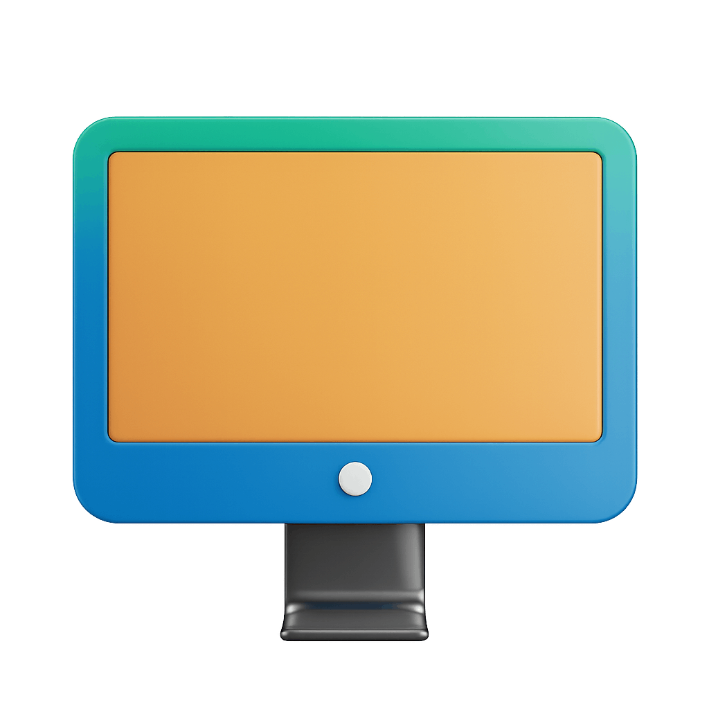 Modern Colorful Computer Monitor On Transparent Background