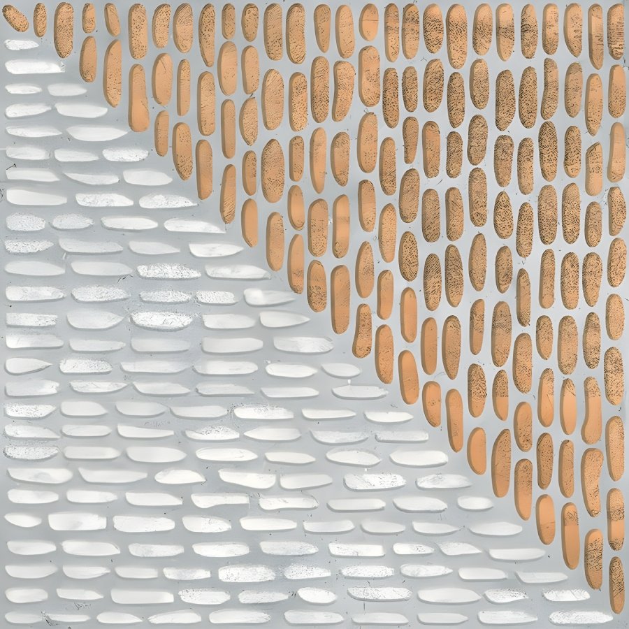 Modern Diagonal Pebble Mosaic Orange Gray