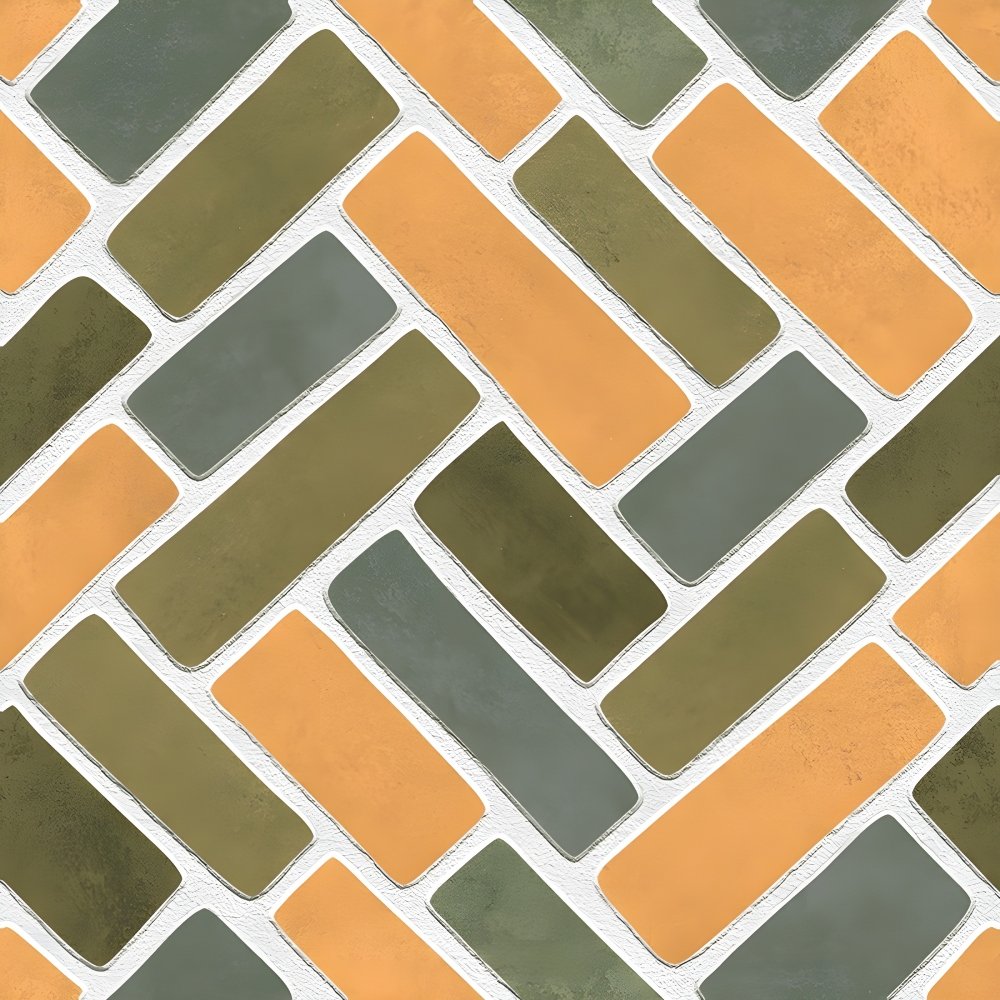 Modern Geometric Color Block Herringbone Tile