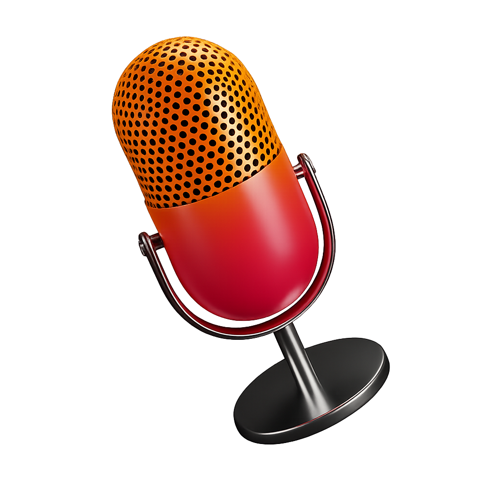 Modern Microphone with Gradient Design Isolated on Transparent Background