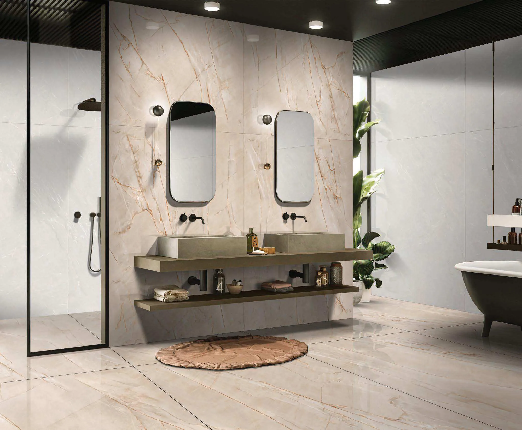 Modern Minimalist Bathroom Interior Design with Stylish Marble Walls and Elegant Fixtures