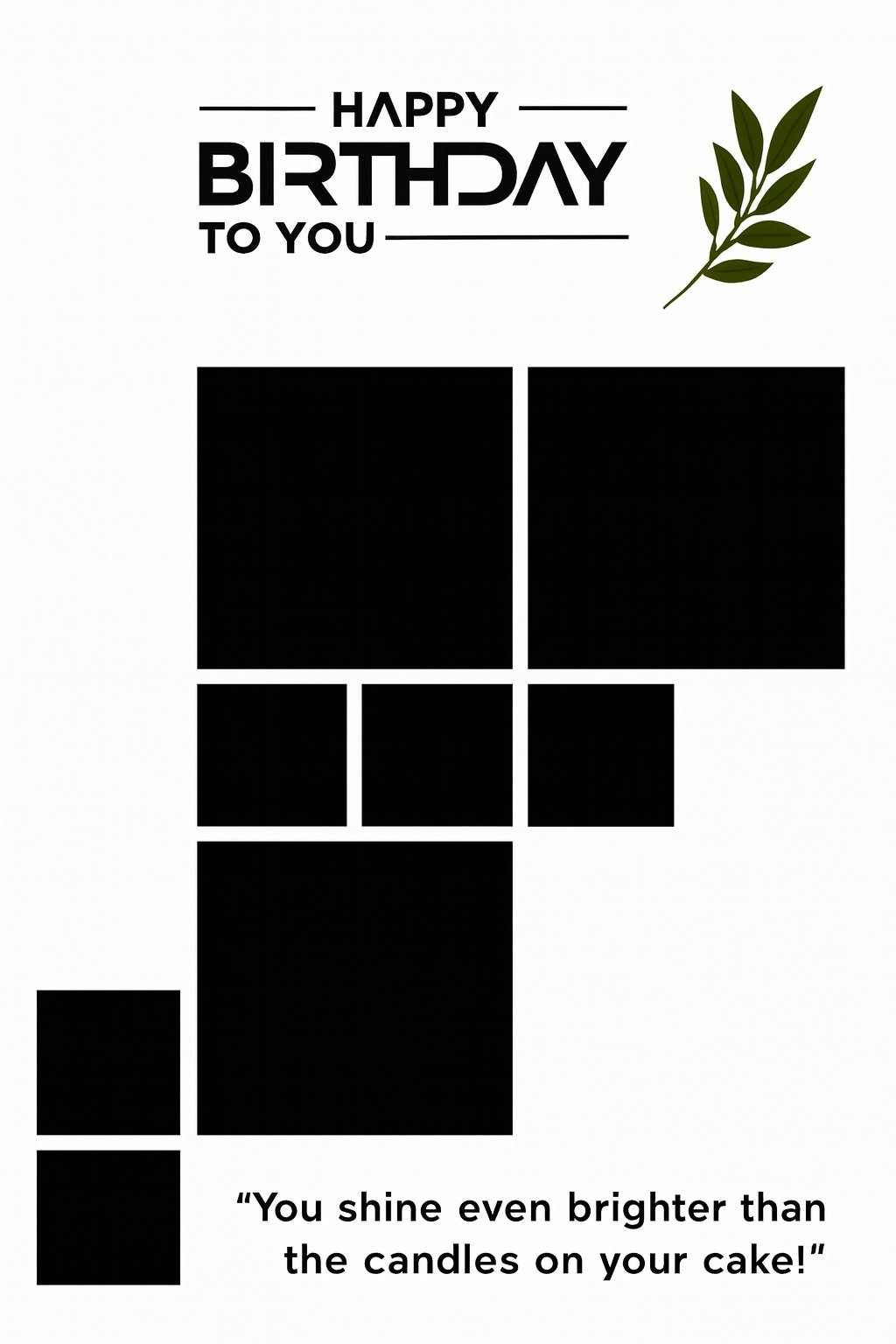 Modern Minimalist Black Grid Birthday Card