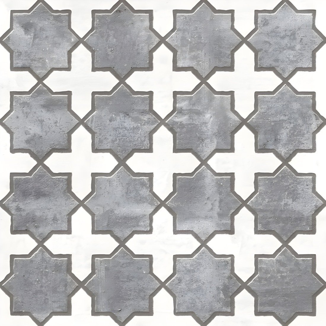 Monochromatic Gray Moroccan Star Tile Pattern