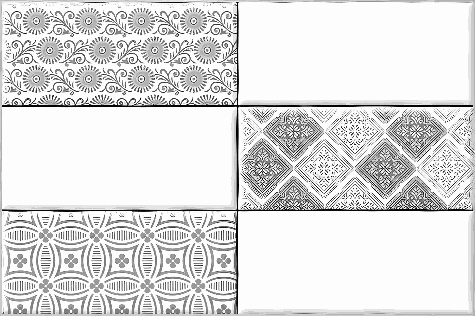 Monochrome Grey Patterned Decorative Panel Wall Tile