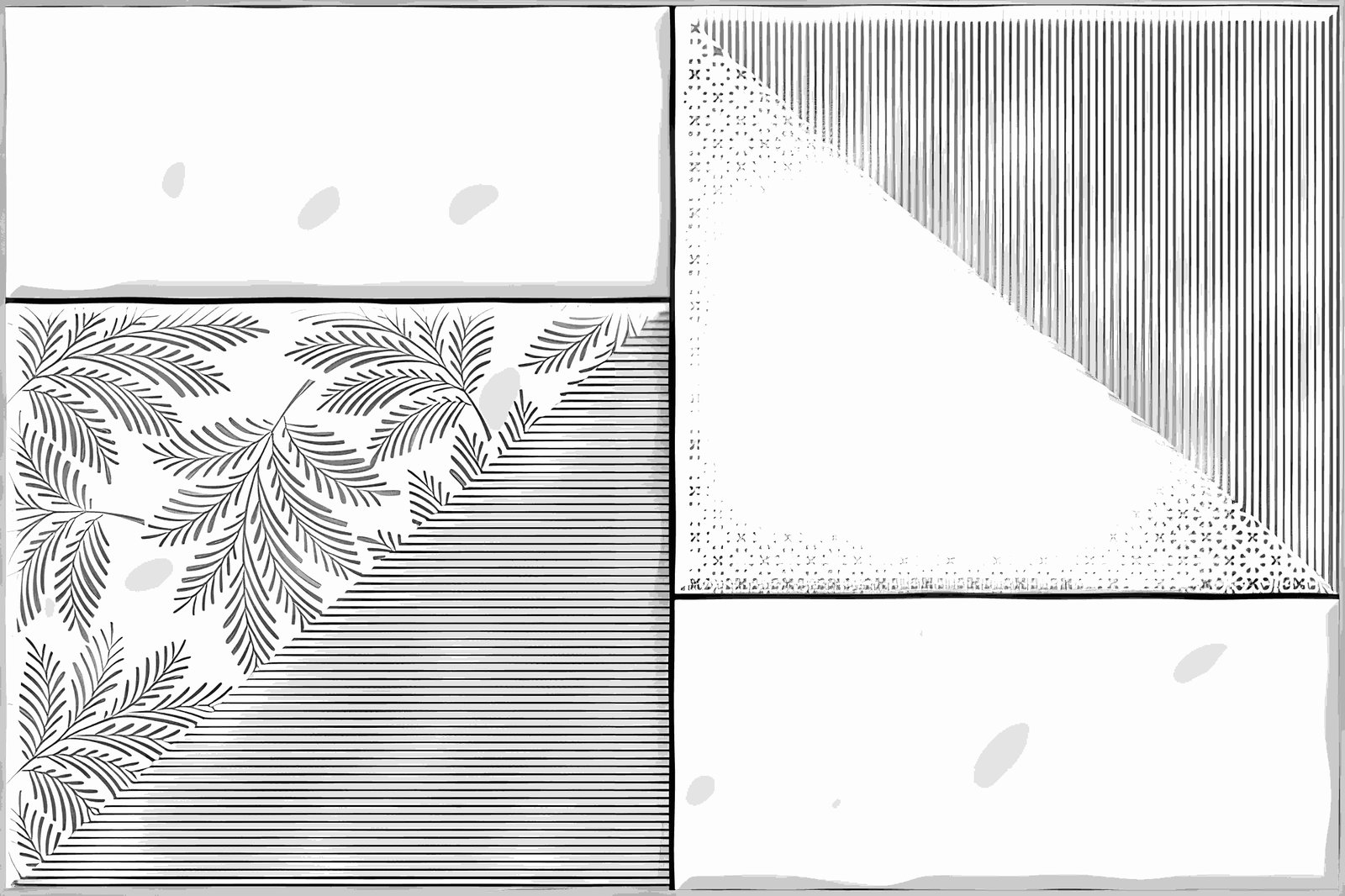 Monochrome Patterned Decorative Square Wall Tile