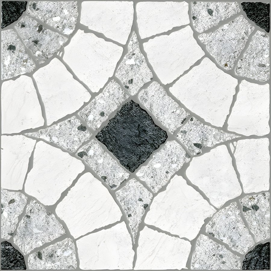 Monochrome Stone Mosaic Diamond Tile Pattern