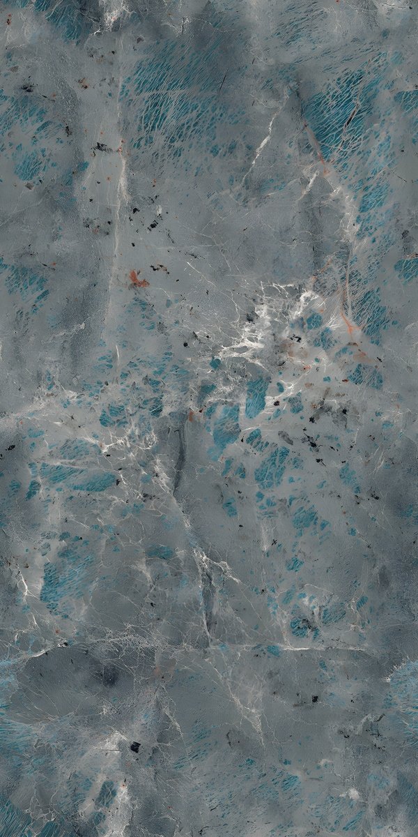 Moody Dark Grey Marble with Teal Highlights