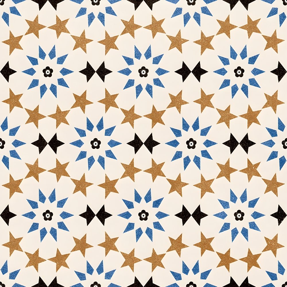 Moroccan Star Patterned Parking Tile Mosaic