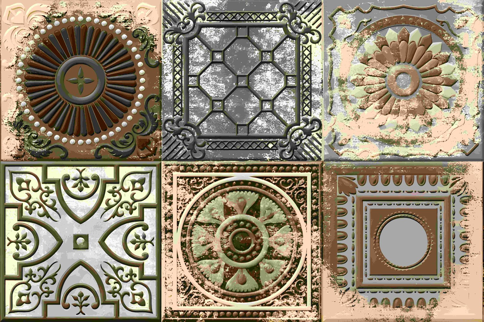 Multi-Toned Embossed Vintage Decorative Wall Tile