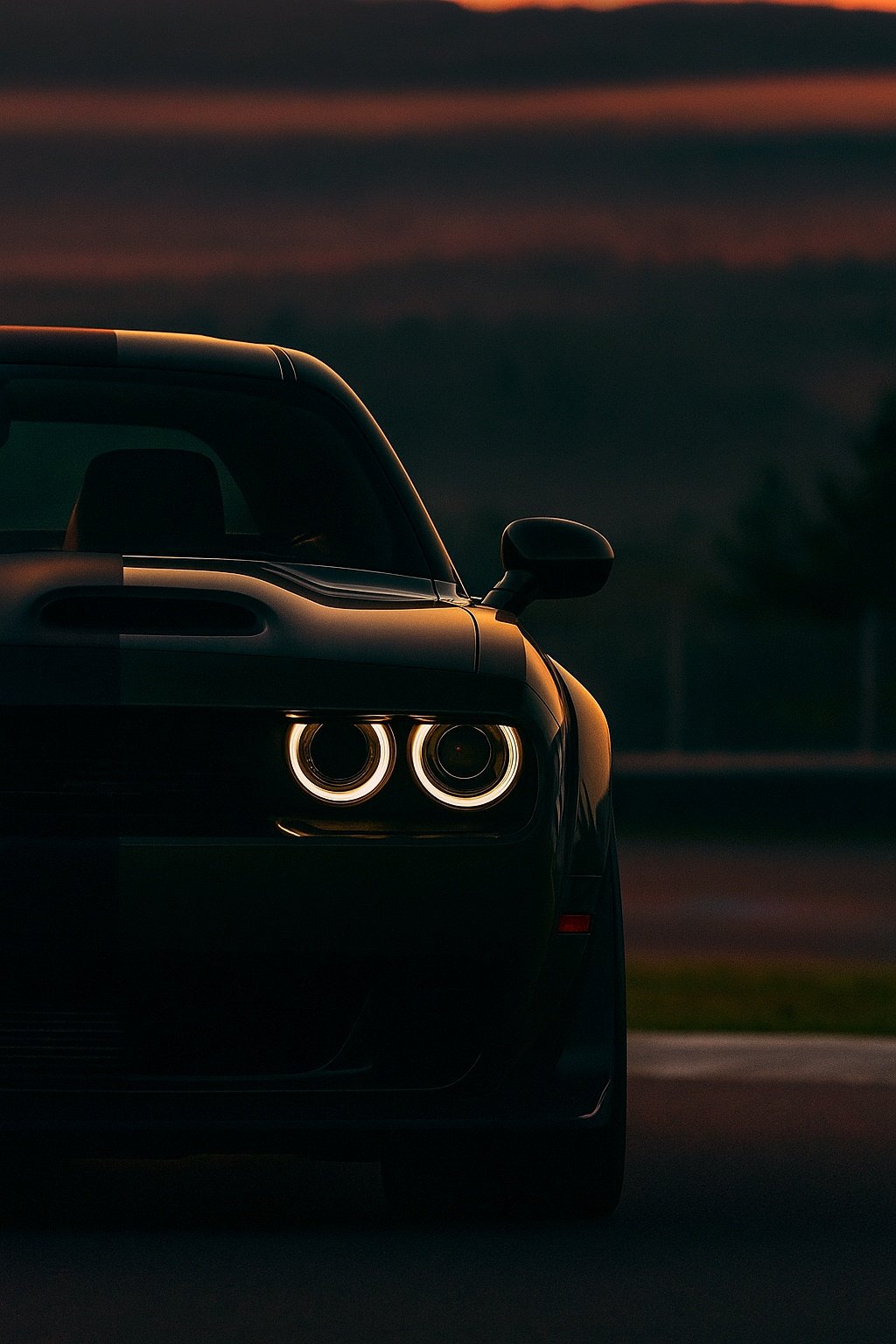 Muscle Car Angel Eyes Sunset Mobile Wallpaper